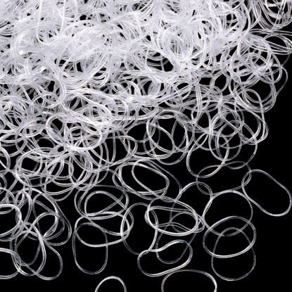 Picture of 1000 Mini Rubber Bands Soft Elastic Bands for Kid Hair Braids Hair (Clear)