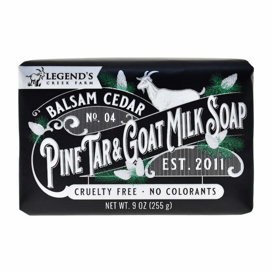 Picture of Legend’s Creek Farm, Triple Milled Goat Milk Soap, Moisturizing Cleansing Bar, Hands & Body, Creamy Lather & Nourishing, For Sensitive Skin, Handmade in USA, 9 Oz (Balsam Cedar & Pine Tar T.M.S.)