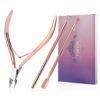 Picture of Cuticle Trimmer with Cuticle Pusher and Cutter,YINYIN Cuticle Remover Cutter Nipper Clippers Durable Pedicure Manicure Tools for Fingernails and Toenails(D501-RoseGold)…