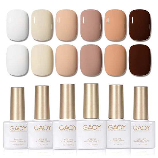 Picture of GAOY Nude Gel Polish Set, 6 Neutral Colors Gel Nail Kit for Nail Art DIY Manicure and Pedicure at Home