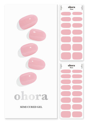 Picture of ohora Semi Cured Gel Nail Strips (N Cream Pink) - Works with Any Nail Lamps, Salon-Quality, Long Lasting, Easy to Apply & Remove - Includes 2 Prep Pads, Nail File & Wooden Stick - Pink