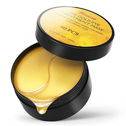Picture of Fivewan 24k Gold Under Eye Patches - 60 Pcs Eye Mask Pure Gold Anti-Aging Collagen Hyaluronic Acid Under Eye Mask for Removing Dark Circles, Puffiness & Wrinkles Refresh Your Skin