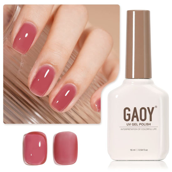 Picture of GAOY Jelly Nude Gel Nail Polish, 16ml Sheer Nautral Gel Polish, UV Light Cure for Nail Art DIY, Color 1305