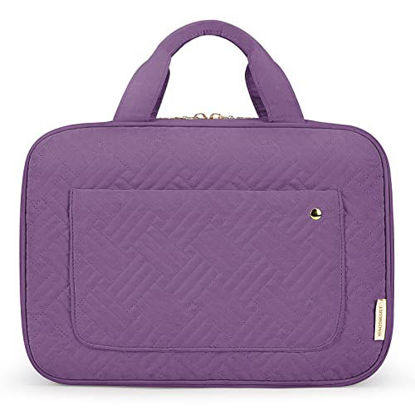 Picture of BAGSMART Toiletry Bag Travel Bag with Hanging Hook, Water-resistant Makeup Cosmetic Bag Travel Organizer for Accessories, Shampoo, Full Sized Container, Toiletries (Purple, Large)