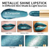 Picture of Oulac Metallic Green Lipstick for Women, High Impact Lipcolor with Moisturizing Creamy Formula, Vegan & Cruelty-Free, Full-Coverage Lip Color 4.3 g/0.15 oz, Turquoise(20)