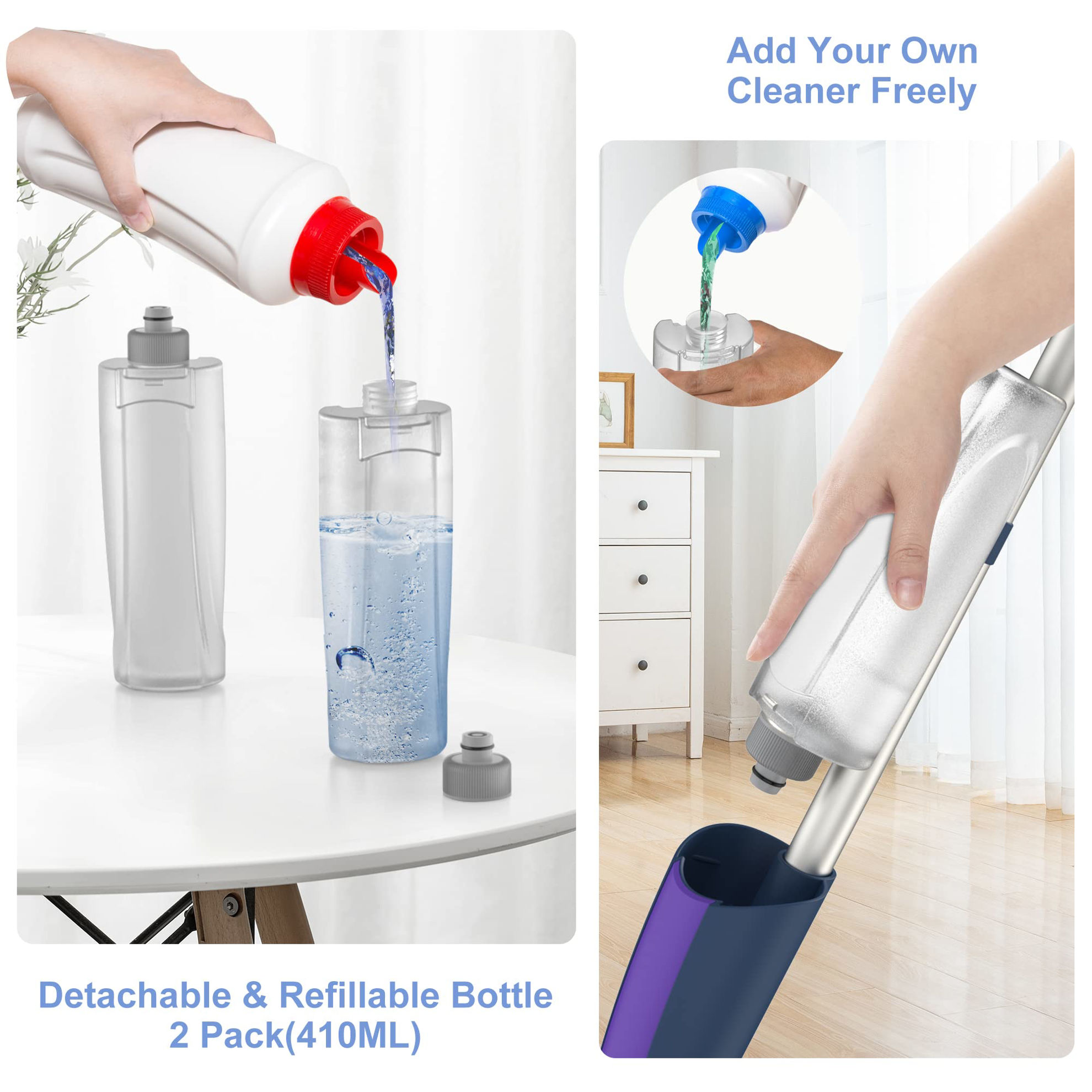 Microvezel Spray Natte Mops met 4x Wasbare Pads - EXEGO Dust Dry Mop voor Harde Vloeren Houten Vloer Platte Mop met Spray voor Tegel Vinyl Laminaat Hout Keramische Hardhouten Vloeren Reiniging