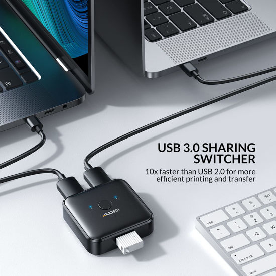 GetUSCart- USB 3.0 Switch Selector,iDsonix USB Switcher 1 in 2 Out(2 in 1 Out) Bi-Directional ...