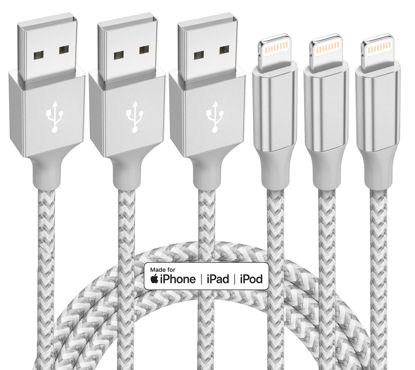 Picture of iPhone Charger 3 Pack 10 ft Apple MFi Certified Lightning Nylon Braided Cable Fast Charging Cord Compatible with iPhone 13 12 11 Pro Max XR XS X 8 7 6 Plus SE iPad and More