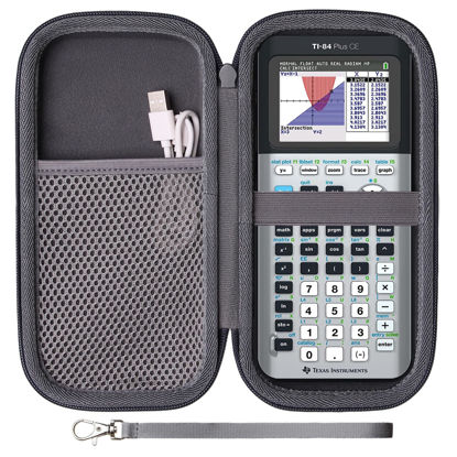 Picture of LTGEM EVA Hard Case Compatible with Texas Instruments TI-84 Plus CE/TI-84 Plus/TI-Nspire CX II CAS/TI-Nspire CX II/TI-83 Plus/TI-89 Titanium/TI-85 / TI-98 Color Graphing Calculator, Dark Grey