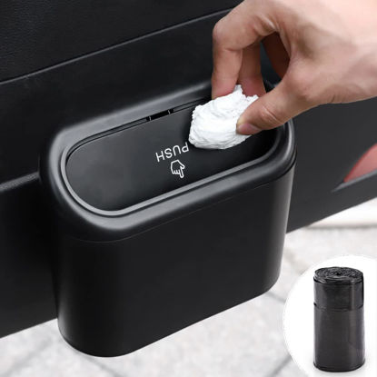 Picture of Accmor Car Trash Can with Lid, Mini Auto Dustbin Garbage Organizer with One Roll Plastic Trash Bag, Automotive Garbage Container Bin for Vehicle, Home, Office