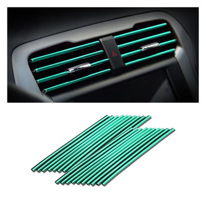Picture of 20 Pieces Car Air Conditioner Decoration Strip for Vent Outlet, Universal Waterproof Bendable Air Vent Outlet Trim Decoration, Suitable for Most Air Vent Outlet, Car Interior Accessories (Green)