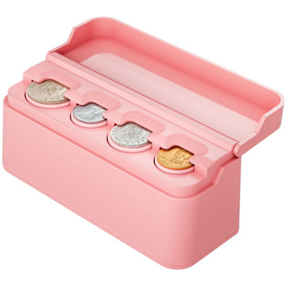 Picture of JOYTUTUS Coin Holder for Car Change Organizer Universal Storage Coin Money Dispenser Compatible with Most Car Trucks Accessories(Pink, 1 Pack)