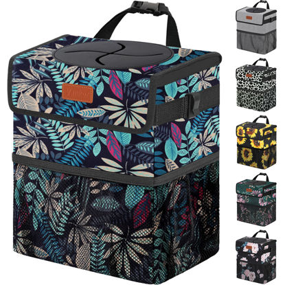 Picture of Vankor Cute Bag Bin Hanging Waterproof Automotive Car Garbage Cans Leak Proof Vehicle Trash Can Colorful Leaves