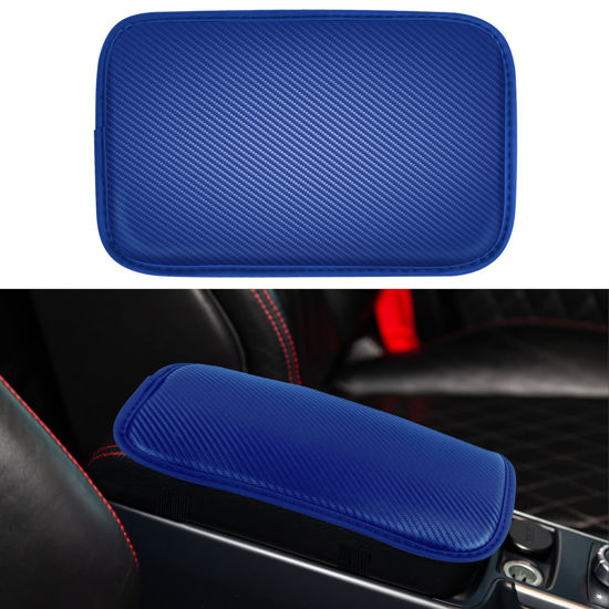 Amiss Car Center Console Pad Universal Waterproof Car Armrest Seat Box Cover Car Interior Accessories Carbon Fiber PU Leather Auto Armrest Cover