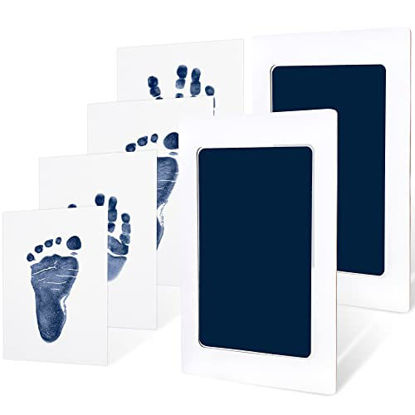 Picture of 2-Pack Inkless Hand and Footprint Kit - Ink Pad for Baby Hand and Footprints - Dog Paw Print Kit,Dog Nose Print Kit - Baby Footprint Kit, Clean Touch Baby Foot Printing Kit, Handprint Kit (Navy)