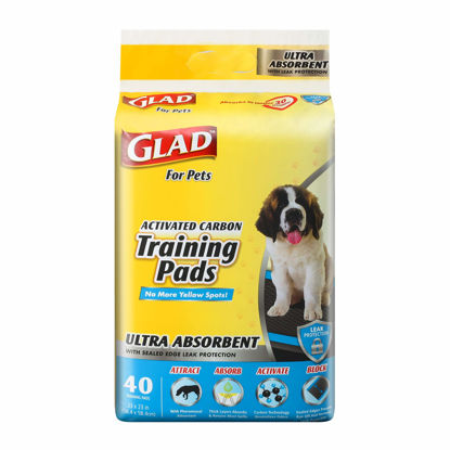 Picture of Glad for Pets Heavy Duty Ultra-Absorbent Activated Charcoal Puppy Pads with Leak-Proof edges | Pee Pads for Dogs Perfect for Training New Puppies, Black, 40 Count