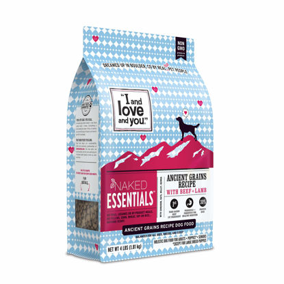 Picture of "I and love and you" Naked Essentials Dry Dog Food - Ancient Grains Kibble, Beef + Lamb, 4-Pound Bag (Trial Size), Model Number: F08080