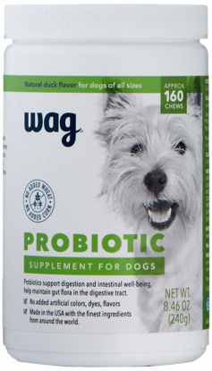 Picture of Amazon Brand - Wag Probiotic Supplement Chews for Dogs, Natural Duck Flavor, 160 count