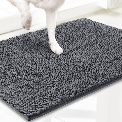 Picture of Muddy Mat® AS-SEEN-ON-TV Highly Absorbent Microfiber Door Mat and Pet Rug, Non Slip Thick Washable Area and Bath Mat Soft Chenille for Kitchen Bathroom Bedroom Indoor and Outdoor - Grey Runner 59"X24"