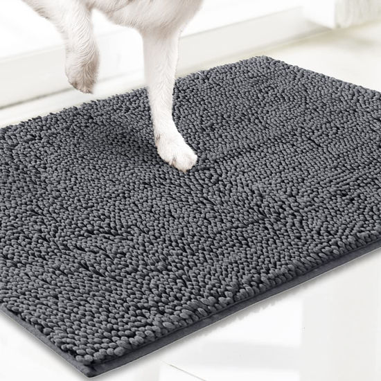 Picture of Muddy Mat® AS-SEEN-ON-TV Highly Absorbent Microfiber Door Mat and Pet Rug, Non Slip Thick Washable Area and Bath Mat Soft Chenille for Kitchen Bathroom Bedroom Indoor and Outdoor - Grey Runner 59"X24"