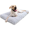 Picture of Washable Dog Bed Deluxe Plush Dog Crate Beds Fulffy Comfy Kennel Pad Anti-Slip Pet Sleeping Mat for Large, Jumbo, Medium, Small Dogs Breeds, 47" x 29", Gray