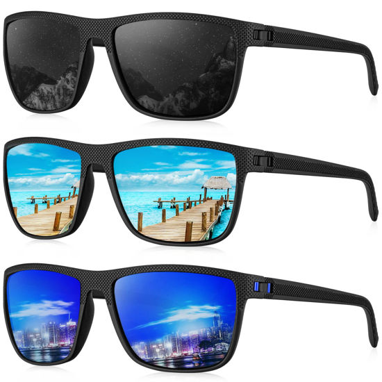 GetUSCart- KALIYADI Polarized Sunglasses Men, Lightweight Mens Sunglasses  Polarized UV Protection Driving Fishing Golf (Black/Ice Blue/Dark Blue