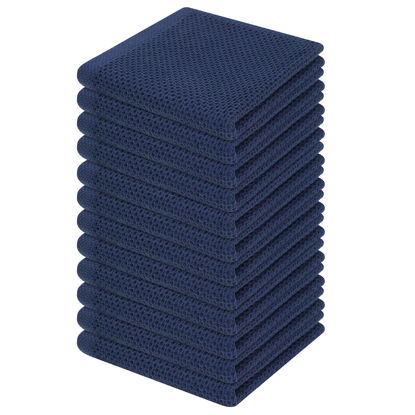 Picture of Homaxy 100% Cotton Waffle Weave Kitchen Dish Cloths, Ultra Soft Absorbent Quick Drying Dish Towels, 12 x 12 Inches, 12-Pack, Navy Blue