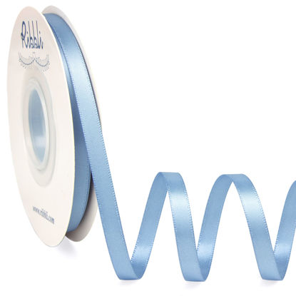 Picture of Ribbli Dusty Blue Satin Ribbon,Double Faced Satin 1/4 inch x Continuous 25 Yards,Use for Bows Bouquet,Gift Wrapping,Wedding Decoration,Floral Arrangement