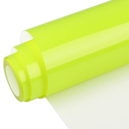 Picture of WRAPXPERT Puff Vinyl Heat Transfer Lime Yellow 3D Puffy HTV Iron on Vinyl for Tshirts,Easy Cut/Weed Foaming HTV for Heat Press,Clothing,10"x5ft