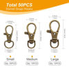 Picture of 100PCS Swivel Snap Hooks with Key Rings, Premium Metal Swivel Lobster Claw Clasps Assorted Sizes (Large, Medium, Small) for Keychain Clip Lanyard, Jewelry Making, Crafts, Bronze