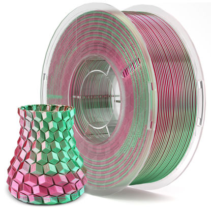 Picture of ELEGOO Silk PLA Filament 1.75mm Dual Color Green Red 1KG, 3D Printer Filament Dimensional Accuracy +/- 0.02mm, 1kg Spool(2.2lbs) 3D Printing Filament Fits for Most FDM 3D Printers