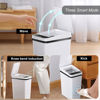 Picture of Yatmung 2 Pack - 2.5 Gallon Smart Trash Can Sensor Motion Slim Touchless Bathroom Trash Can - Skinny Trash Bin with Lid - Electric, Narrow, Plastic, Auto Open - Small Automatic Garbage Can (White)