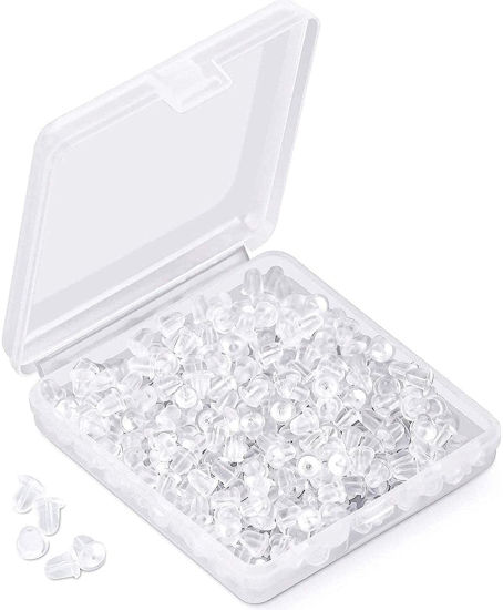Picture of Earring Back Earring Display & Packaging Supplies 240pcs Soft Clear Ear Safety Back Pads Backstops Bullet Clutch Stopper Replacement for Fish Hook Earring Studs Hoops, Diameter 4mm Jewelry Making