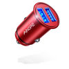 Picture of Car Charger, AINOPE Smallest 4.8A All Metal Car Charger Adapter Fast Charge USB Car Charger Flush Fit Compatible with iPhone 13/12/11 pro/XR/x/7/6s, iPad Air 2/Mini 3, Samsung Note 9/S10/S9/S8-Red