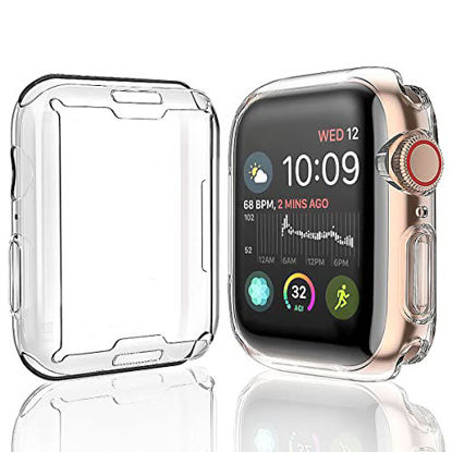 Picture of [2-Pack] Julk 45mm Case for Apple Watch Series 8 Series 7 Screen Protector, Overall Protective Case TPU HD Ultra-Thin Cover for iWatch, Transparent