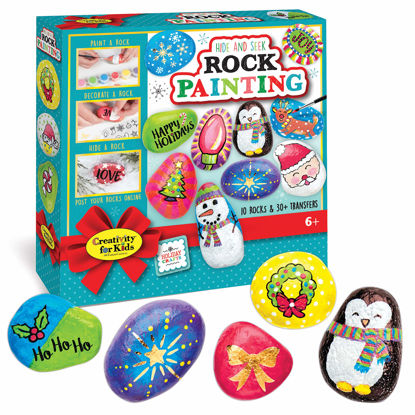 Picture of Creativity for Kids Holiday Hide & Seek Rock Painting Kit, Paint & Hide 10 Rocks, Holiday Crafts For Kids