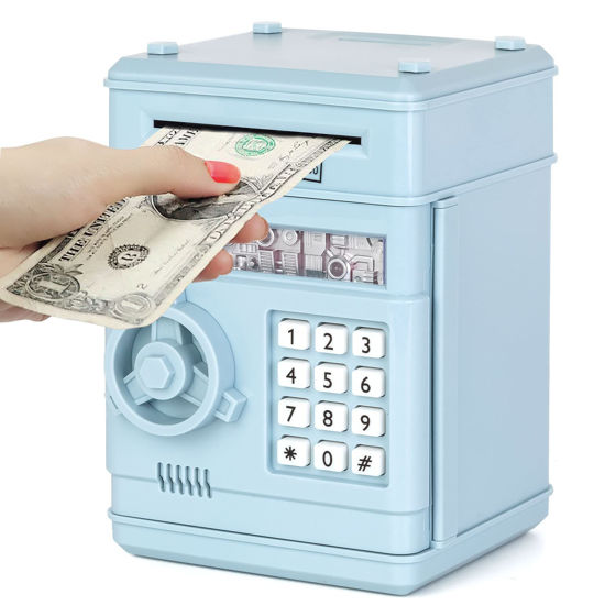 Picture of Refasy Piggy Bank for Kids,Money Bank Cash Coin Can ATM Bank with Password Kids Safe Electronic Piggy Bank Kids Toys for 8 Year Old Boys Girls Birthday for Child
