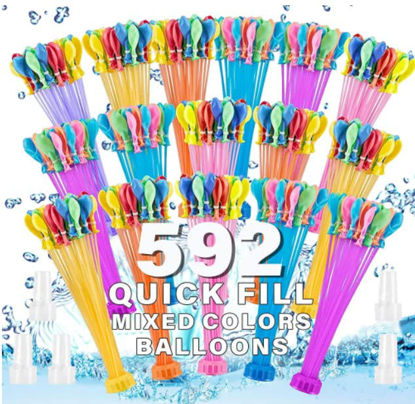 Picture of 592 PCS Water for Kids Adults Balloons Quick Fill Balloons Set Summer Splash Party Easy Quick Fun Outdoor Backyard for Swimming Pool