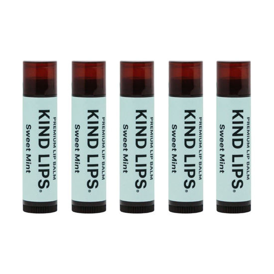 Picture of Kind Lips Lip Balm, Nourishing Soothing Lip Moisturizer for Dry Cracked Chapped Lips, Made in Usa With 100% Natural USDA Organic Ingredients, Sweet Mint Flavor, Pack of 5