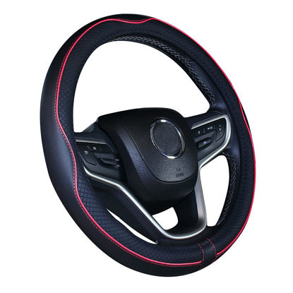 Picture of Mayco Bell Microfiber Leather Large Steering Wheel Cover (15.5" - 16",Black Red)