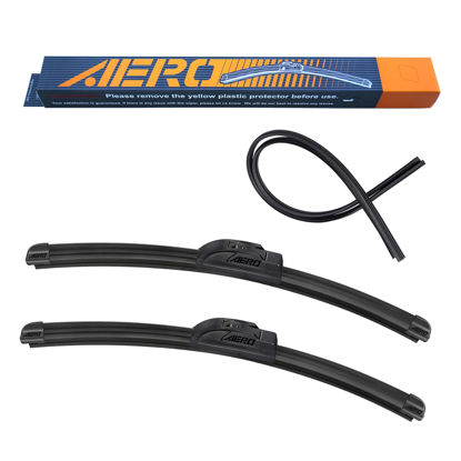 Picture of AERO Voyager 19" + 18" Premium All-Season Windshield Wiper Blades with Extra Rubber refills + 1 Year Warranty (Set of 2) (Fits J-Hook Wiper Arms ONLY)