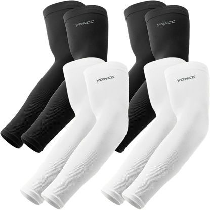 Picture of 4 Pairs UV Sun Protection Arm Sleeves - Tattoo Cover Up - UPF 50 Sports Compression Cooling Sleeve for Men & Women