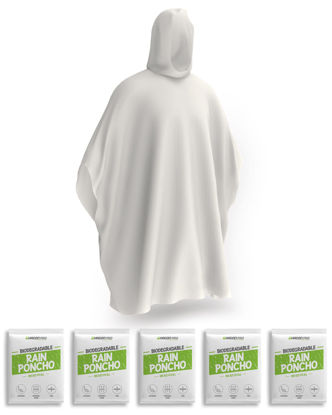 Picture of Hagon PRO Rain Ponchos for Adults - Cornstarch Poncho (5 Pack) - Rain Poncho for Women and Men for Camping and Survival Gear