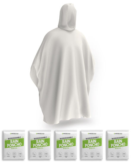 Picture of Hagon PRO Rain Ponchos for Adults - Cornstarch Poncho (5 Pack) - Rain Poncho for Women and Men for Camping and Survival Gear