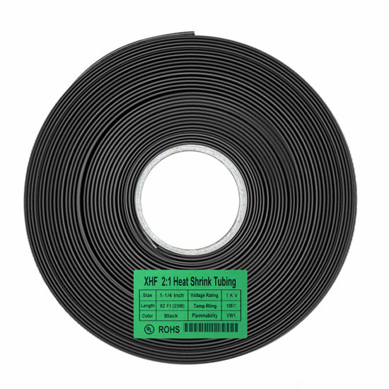 Picture of XHF 82 FT 1-1/4" Heat Shrink Tubing Roll 2:1,Electrical Industrial Shrink Tube for Wire Insulation Black