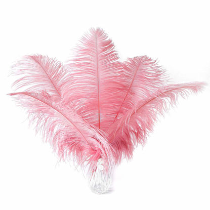 Picture of 24pcs Natural Lotus Pink Ostrich Feathers 10-12inch (25-30cm) for Wedding Party Centerpieces，Flower Arrangement and Home Decoration.