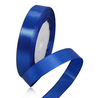 Picture of Solid Color Blue Satin Ribbon, 5/8 Inches x 25 Yards Fabric Satin Ribbon for Gift Wrapping, Crafts, Hair Bows Making, Wreath, Wedding Party Decoration and Other Sewing Projects