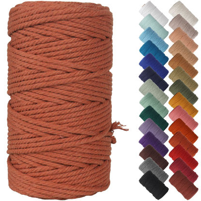 Picture of NOANTA Reddish Brown Macrame Cord 4mm x 109yards, Colored Macrame Rope, Cotton Cord Macrame Yarn, Colorful Cotton Craft Cord for Wall Hanging, Plant Hangers, Crafts, Knitting