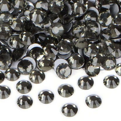 Picture of 2880PCS Art Nail Rhinestones non Hotfix Glue Fix Round Crystals Glass Flatback for DIY Jewelry Making with one Picking Pen (ss3 2880pcs, Black Diamond)
