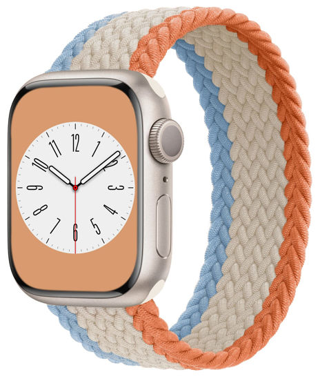 Picture of Prowrothy Lace Braided Solo Loop Compatible With Apple Watch Band 42mm 44mm 45mm for Men and Women, Lace Stretch Nylon Elastic Strap for iWatch Series SE 7 6 5 4 3 2 1 (L, Cream)